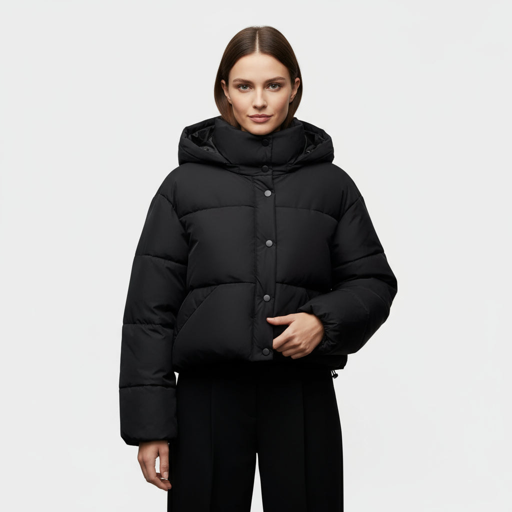 Short Puffer Jacket with Hood