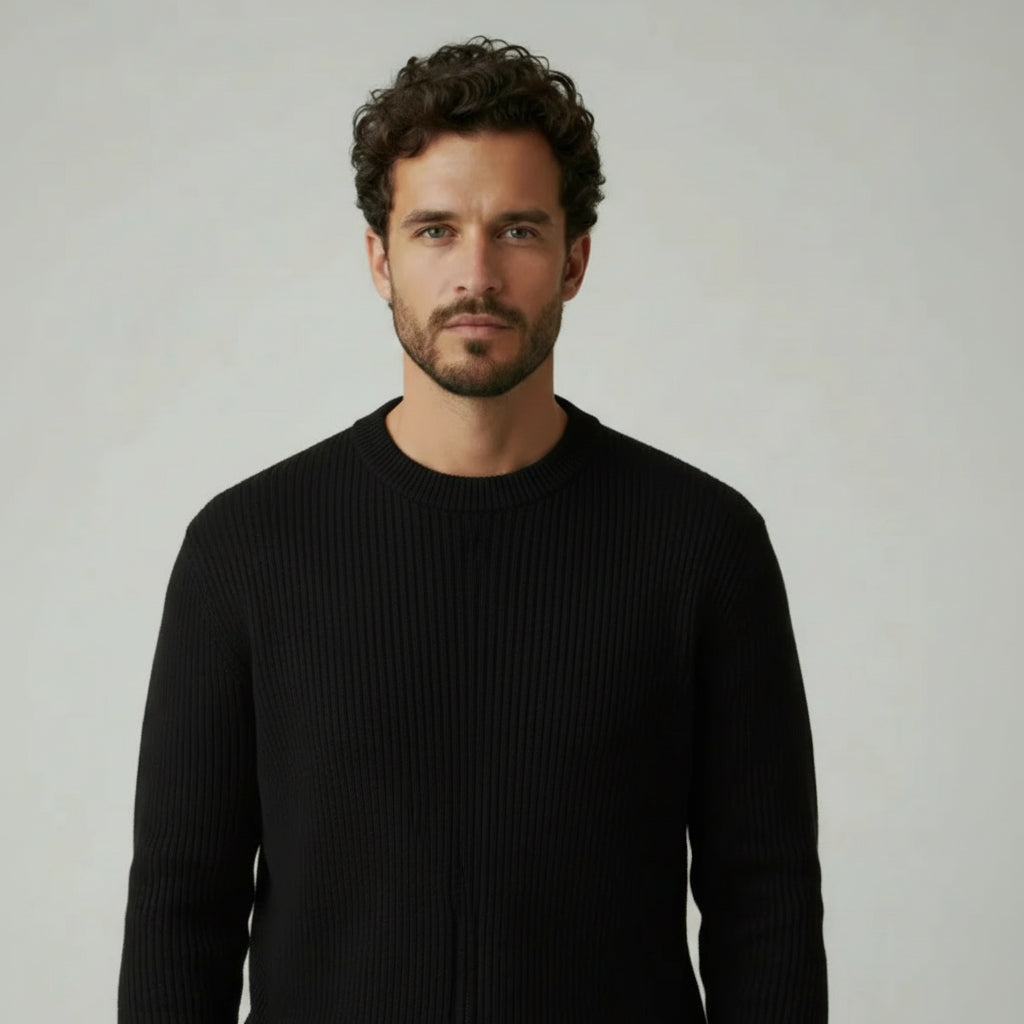 British Style Solid Sweater Black