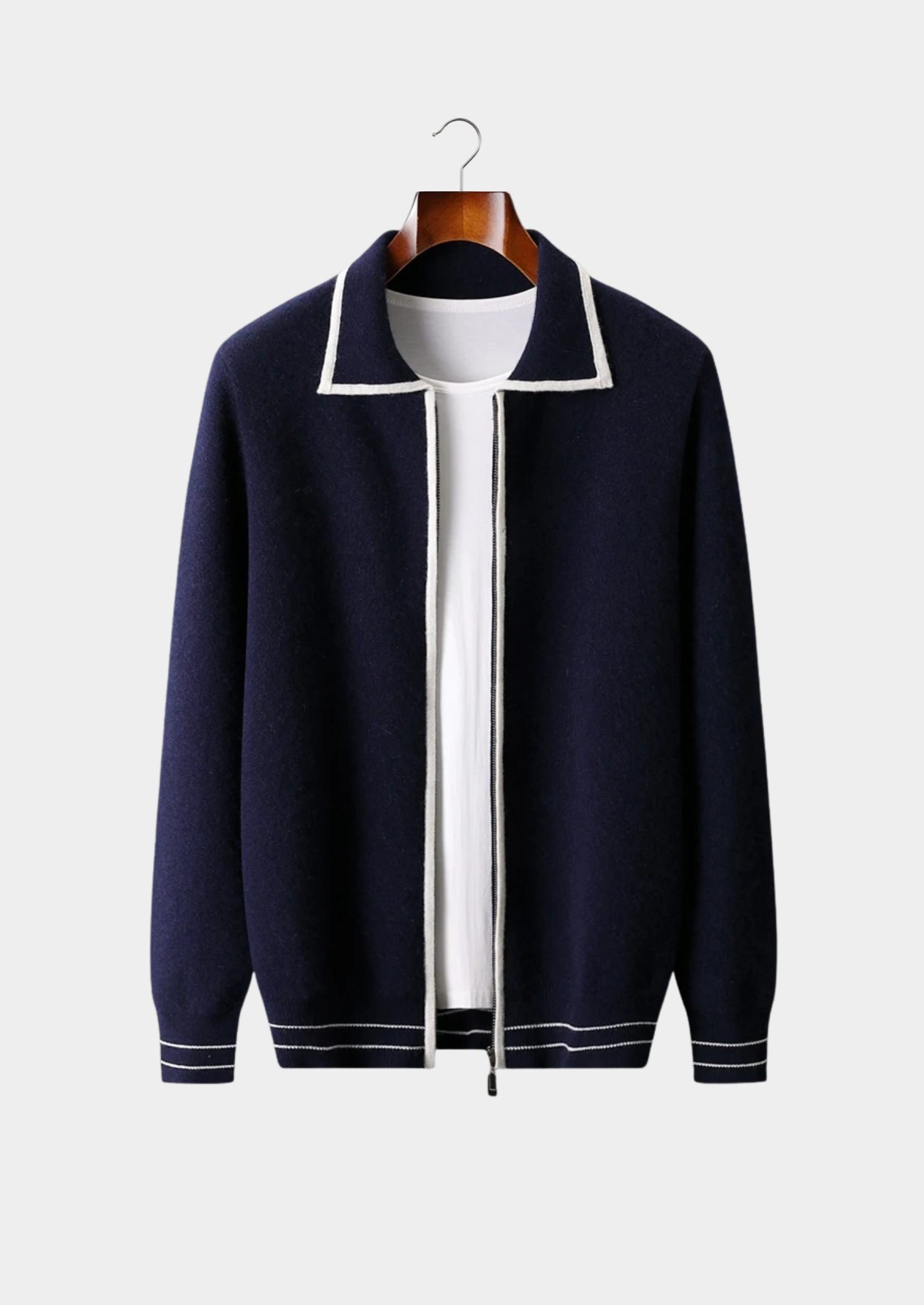 Merino wool polo cardigan