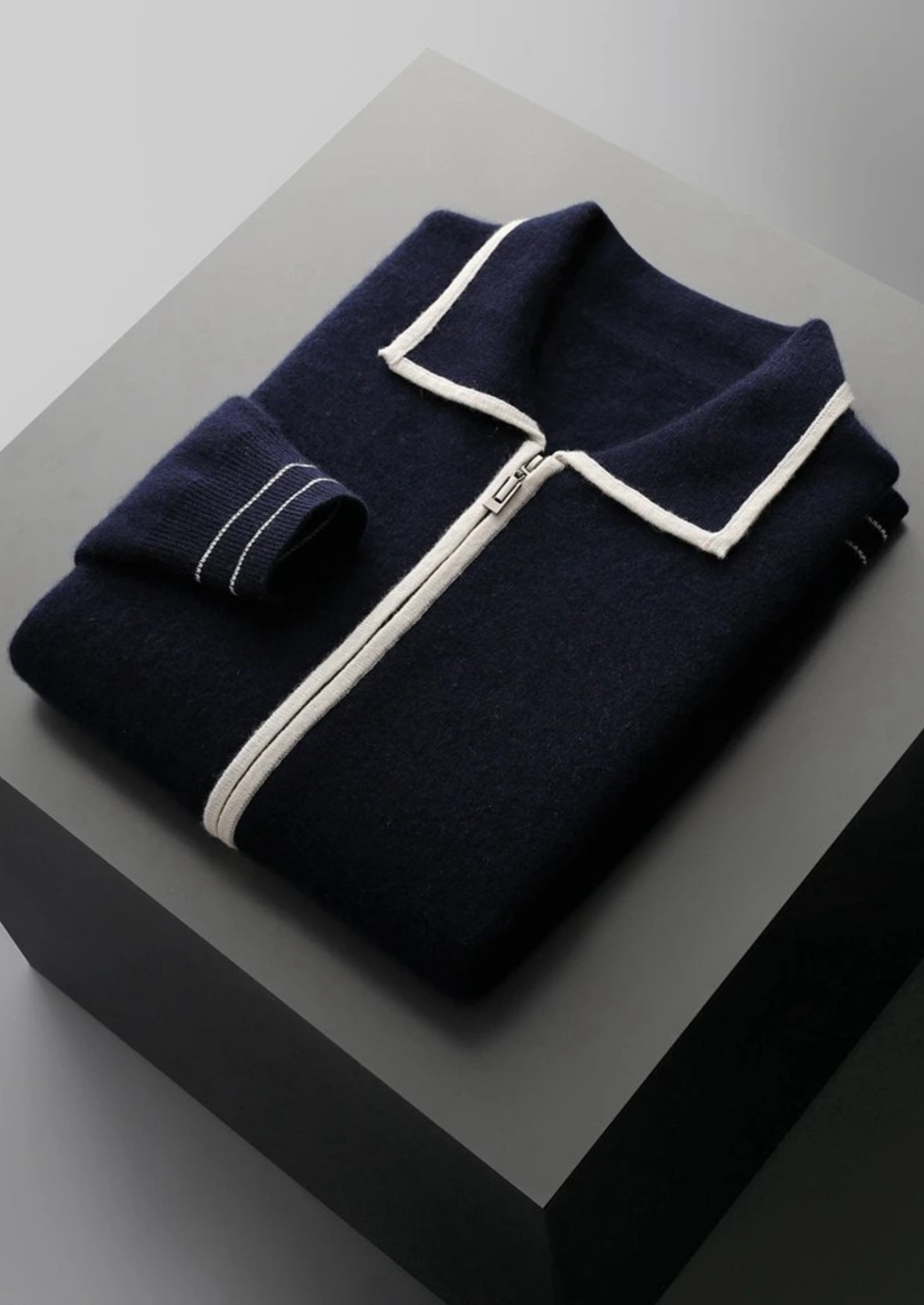 Merino wool polo cardigan