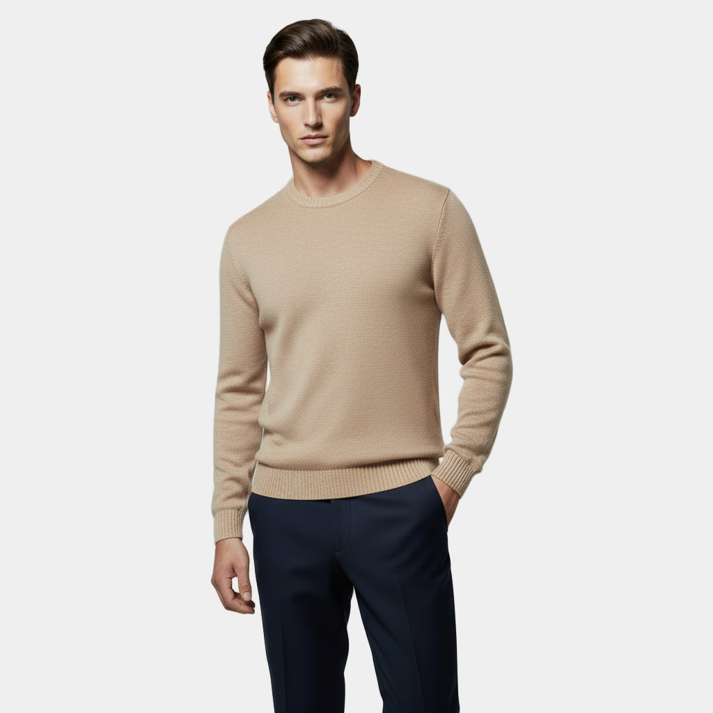 Men's Cotton Crew-Neck Sweater – Lightweight Fine-Knit Jumper