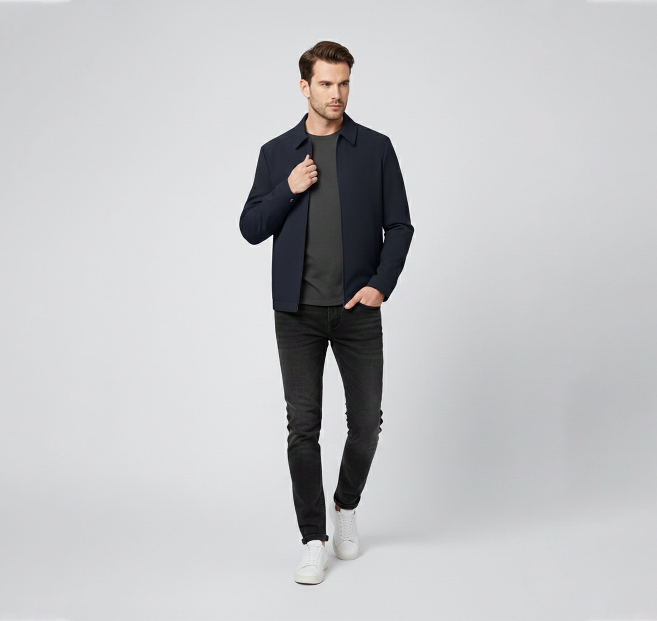 Men’s Casual Jacket – Modern Stand Collar