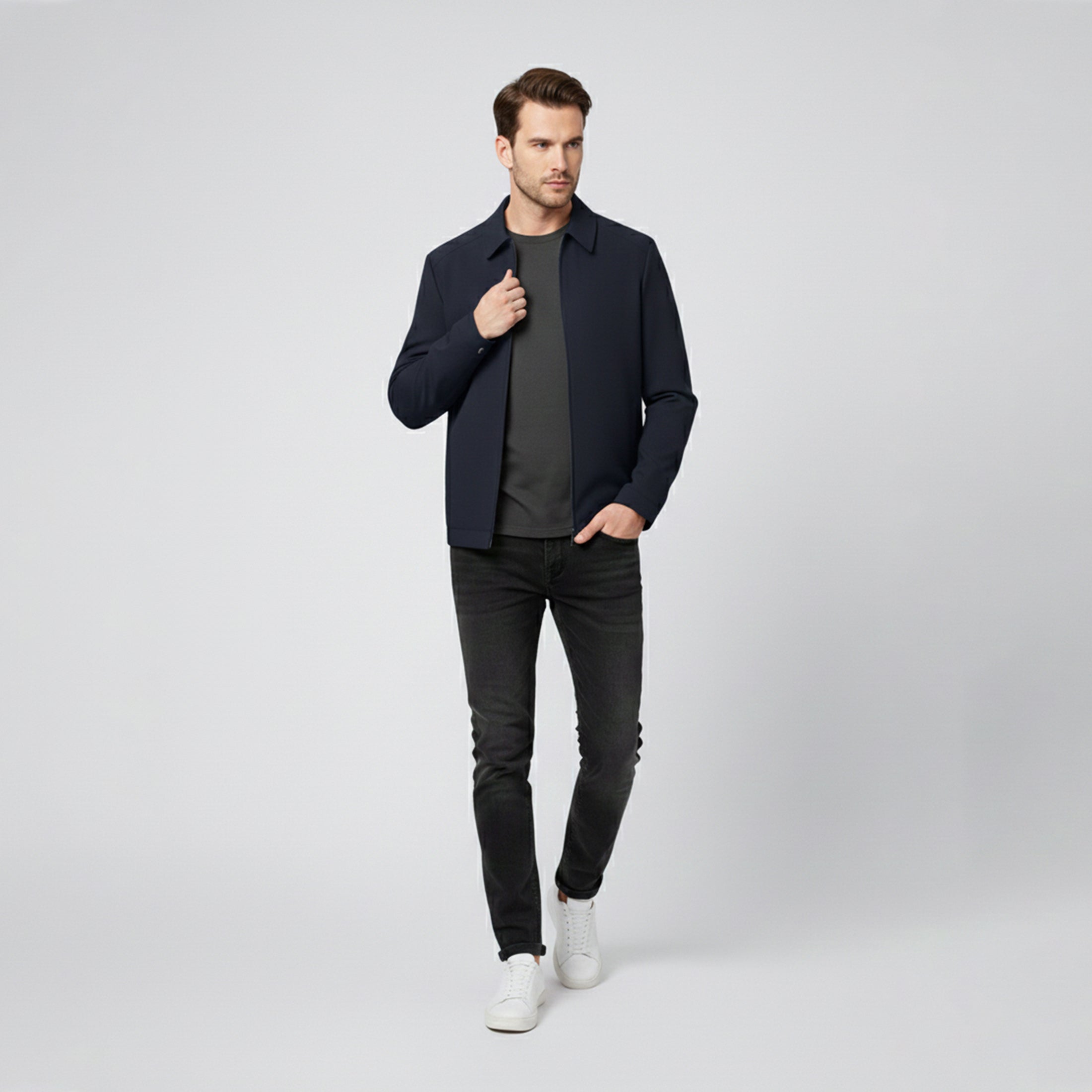 Men’s Casual Jacket – Modern Stand Collar
