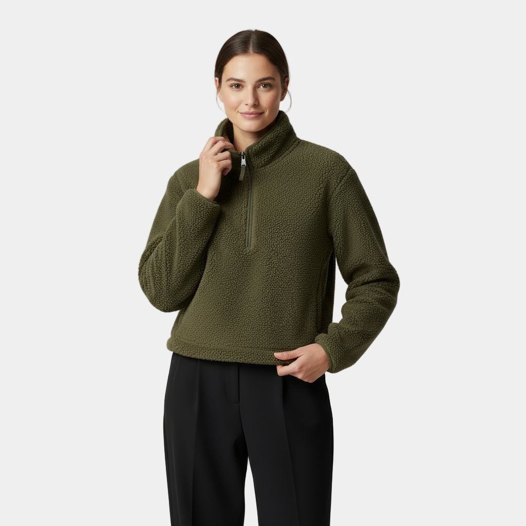 Women’s Sherpa Fleece Sweatshirt - Half-Zip Pullover