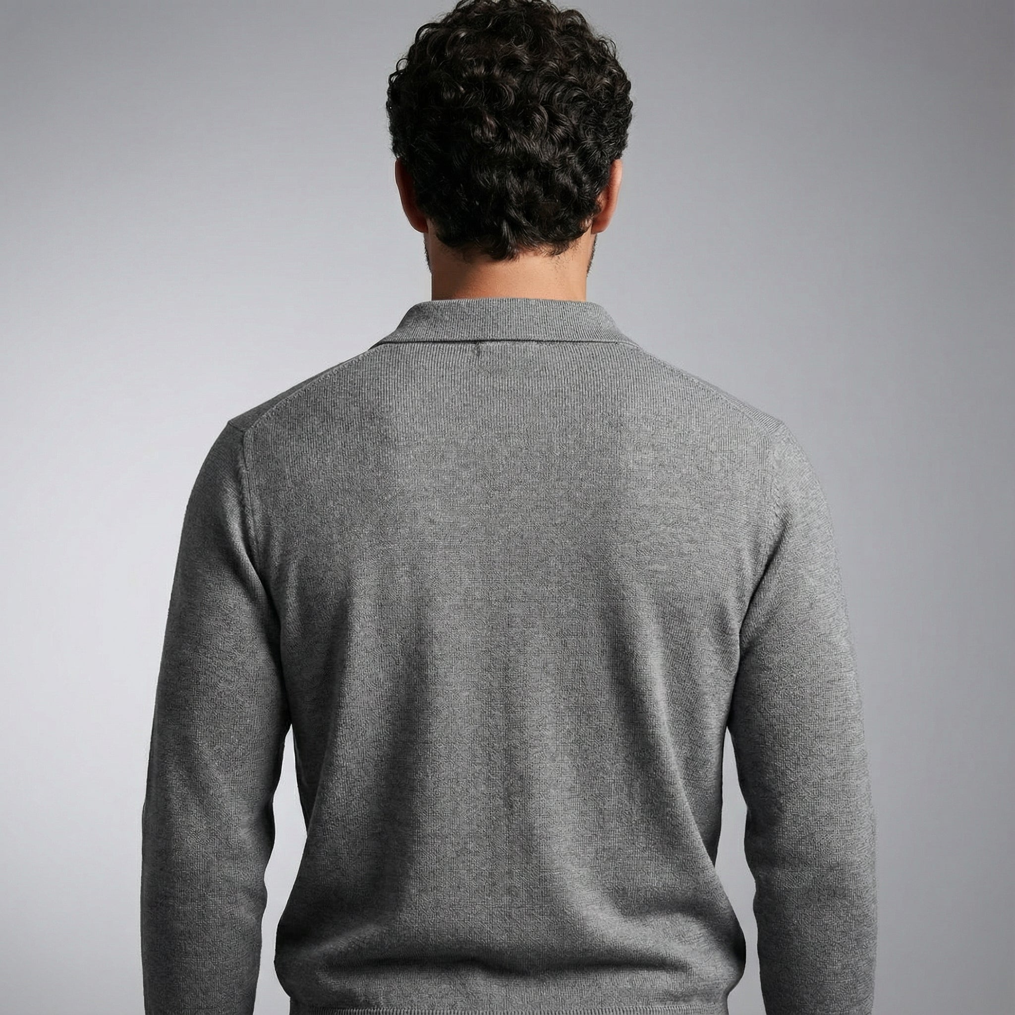 Textured Knit Polo Sweater