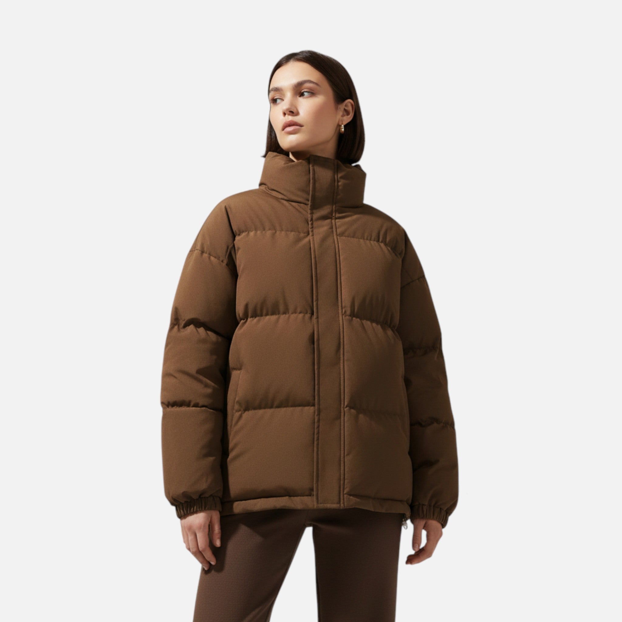 Unisex Puffer Cotton Jacket with Stand Collar