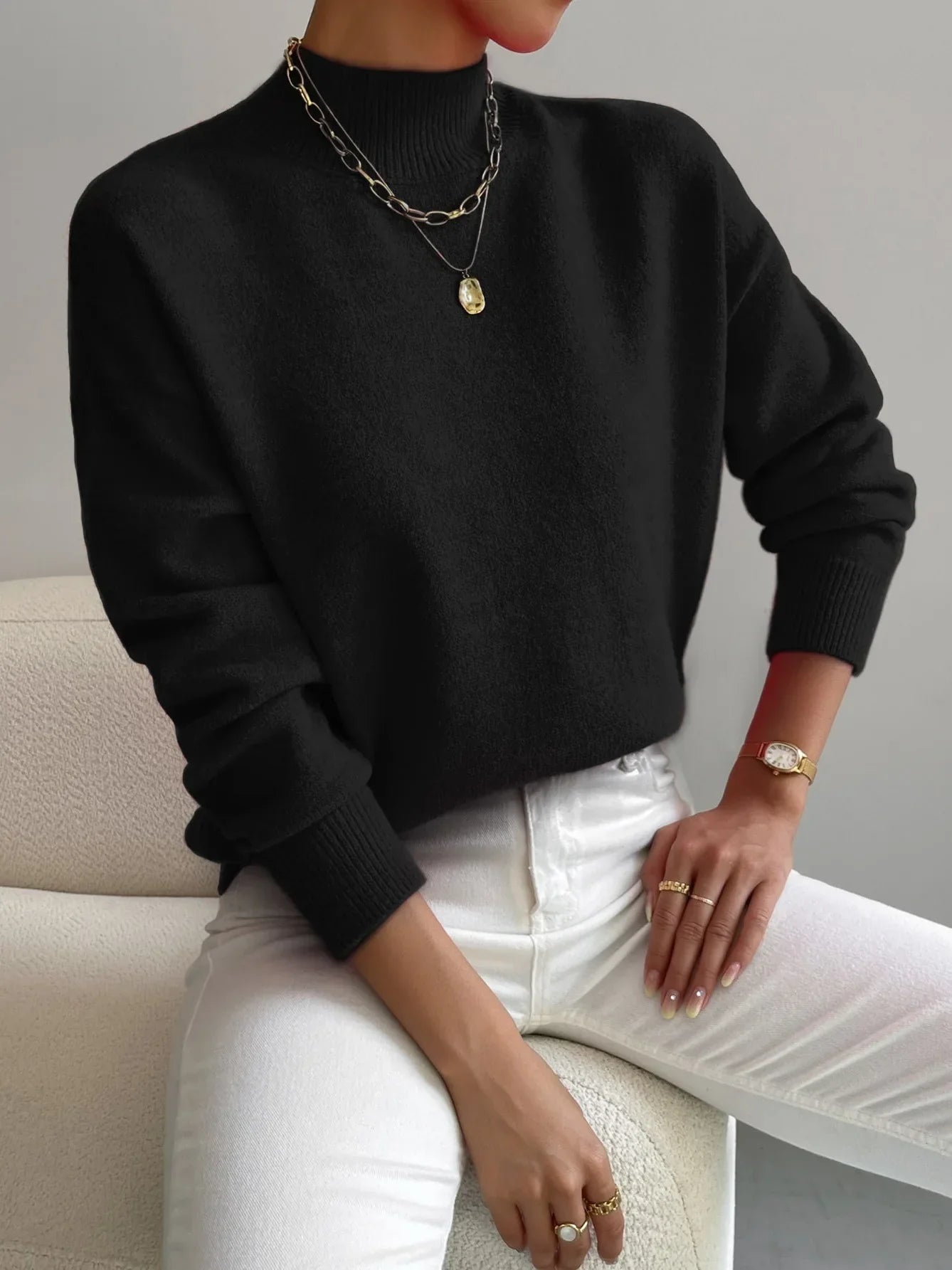 Loose Knitted Long Sleeve Pullover Sweater