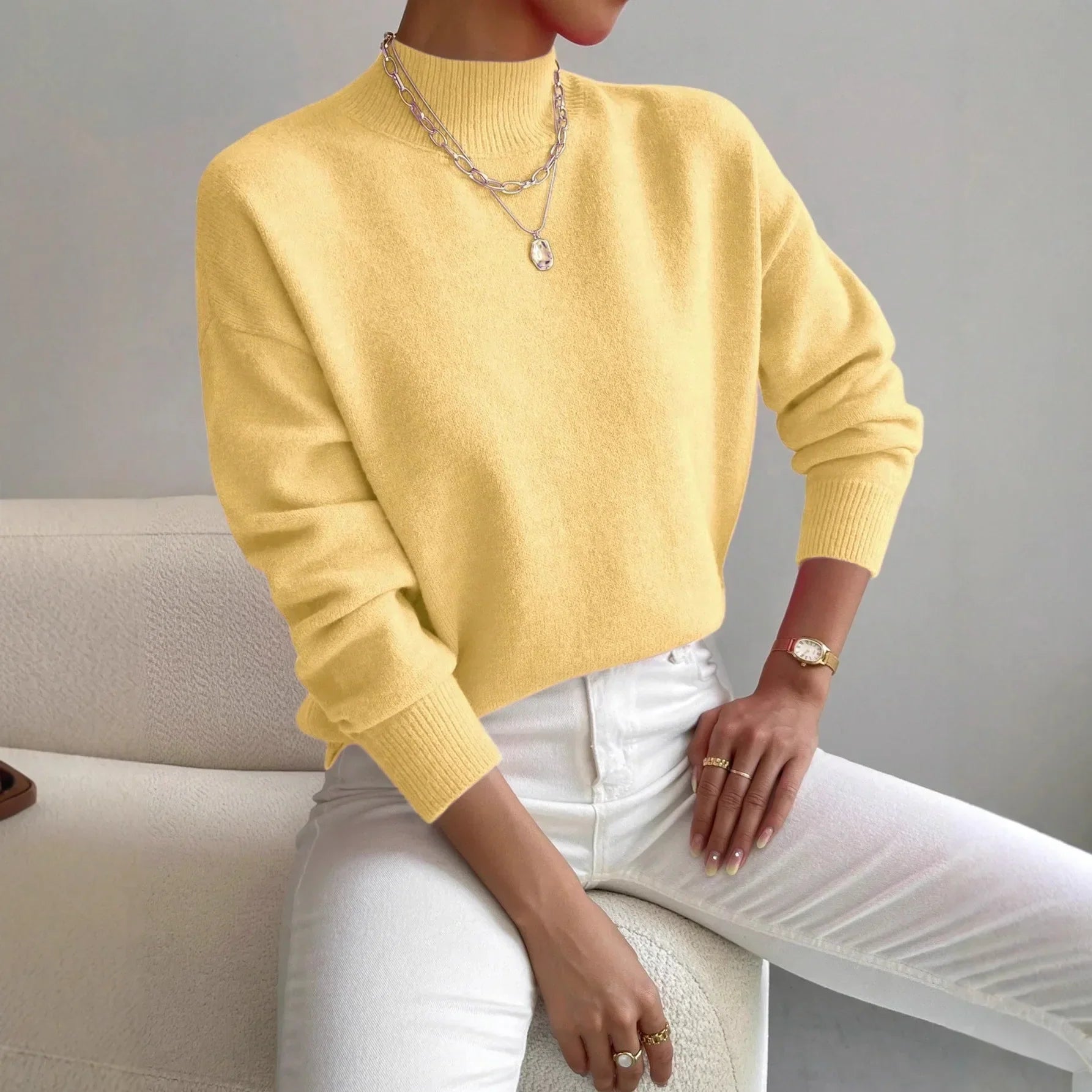 Loose Knitted Long Sleeve Pullover Sweater