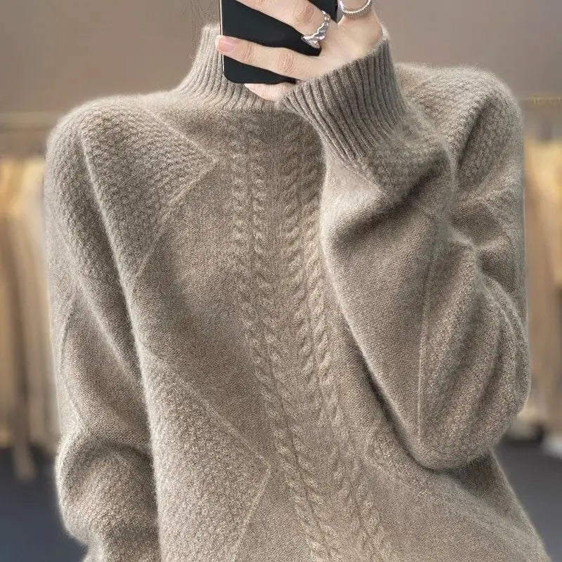 Fleece Lined Thickened Half High Collar Sweater