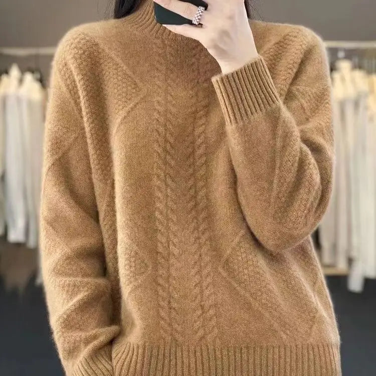 Fleece Lined Thickened Half High Collar Sweater
