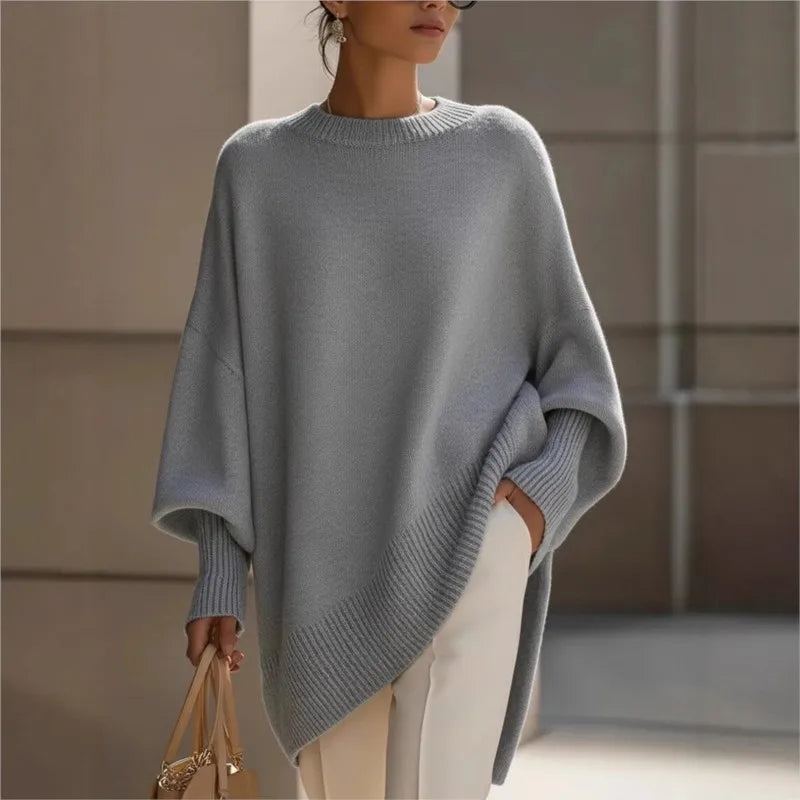 Asymmetric Batwing Knit Sweater