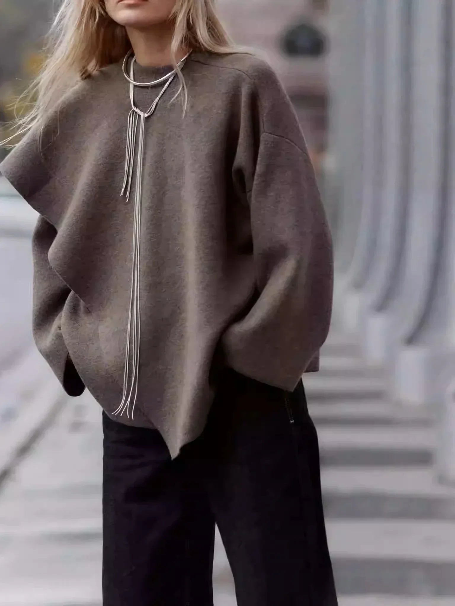 Asymmetric Knitted ort Coat