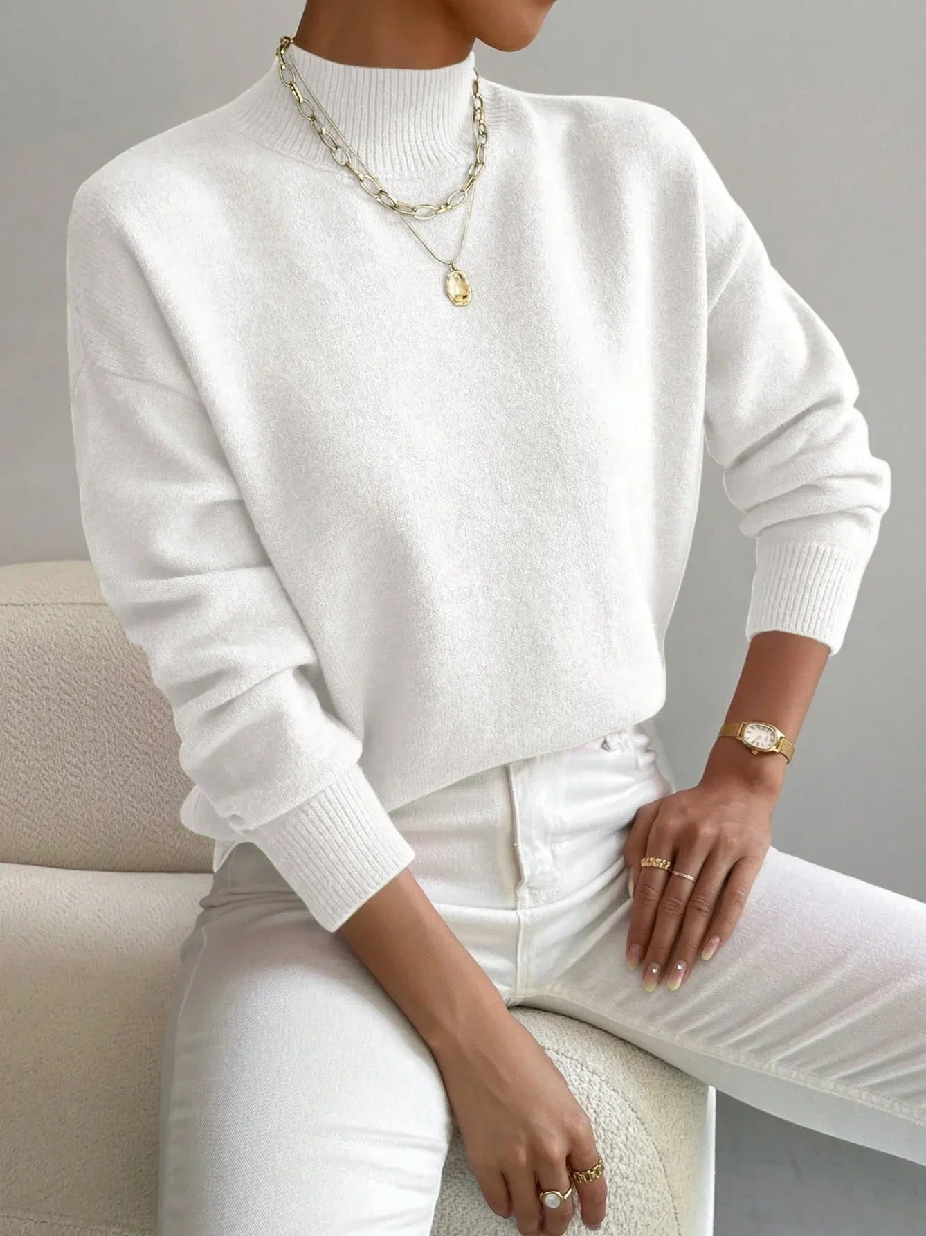 Loose Knitted Long Sleeve Pullover Sweater