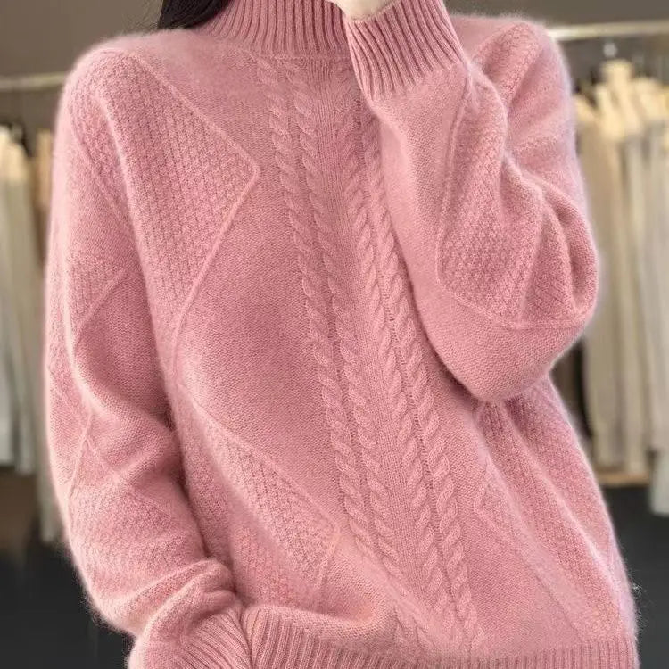 Fleece Lined Thickened Half High Collar Sweater