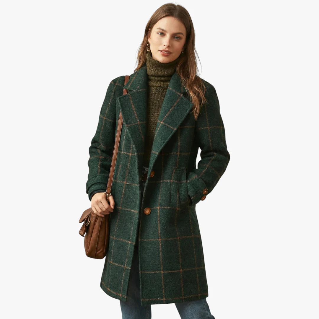 Women's Structured Longline Coat with Button Closure and Side Pockets