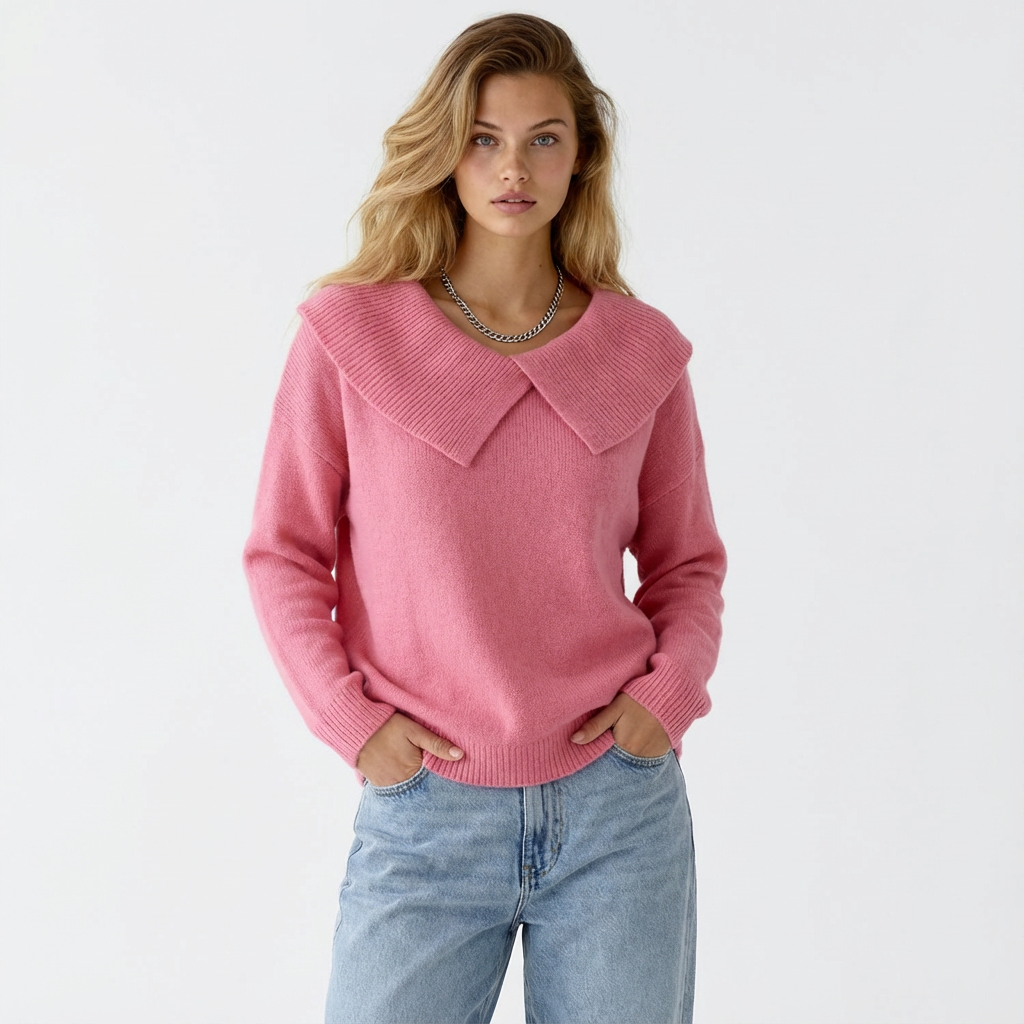 Knitting Tops Large Lapel Long Sleeve