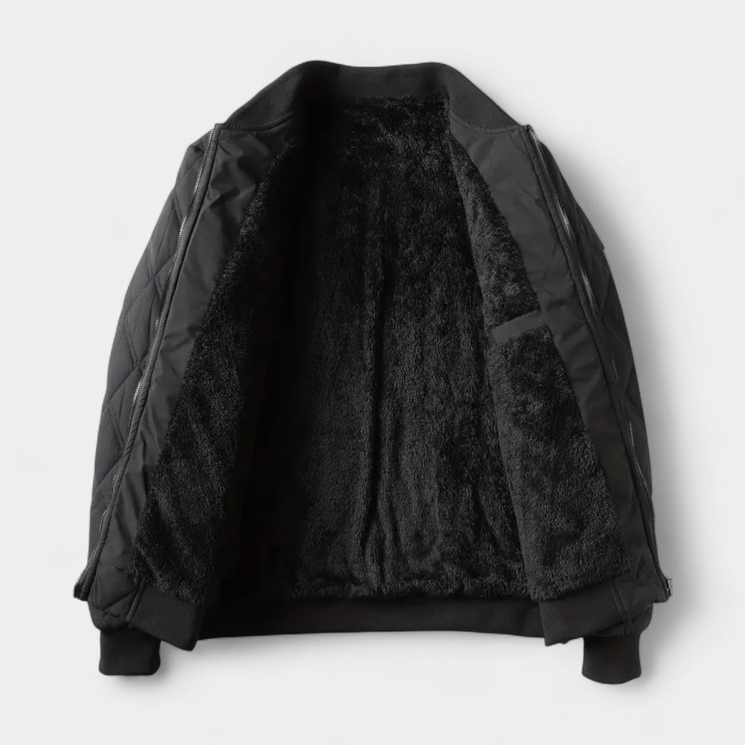 Men’s Quilted Bomber Jacket – Fleece-Lined Winter Jacket