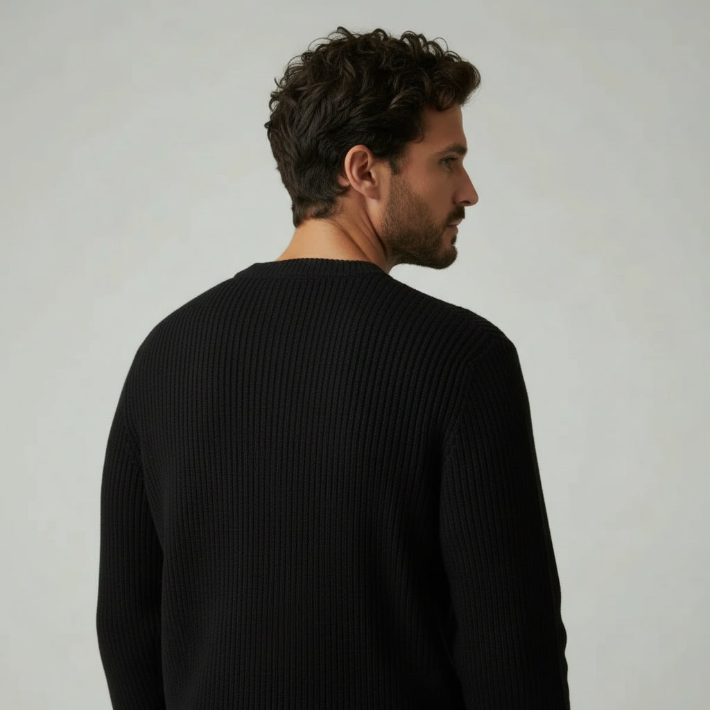 British Style Solid Sweater Black