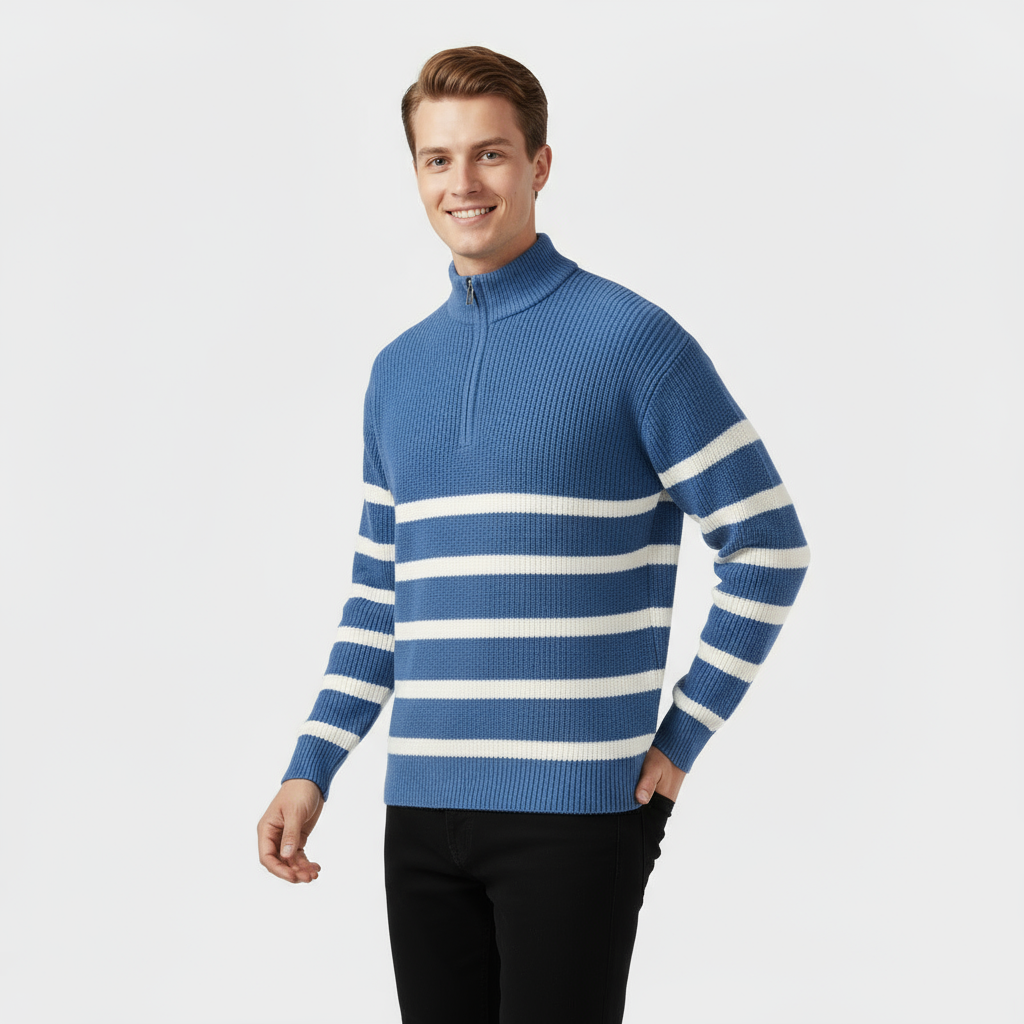 Striped Quarter Zip Sweater