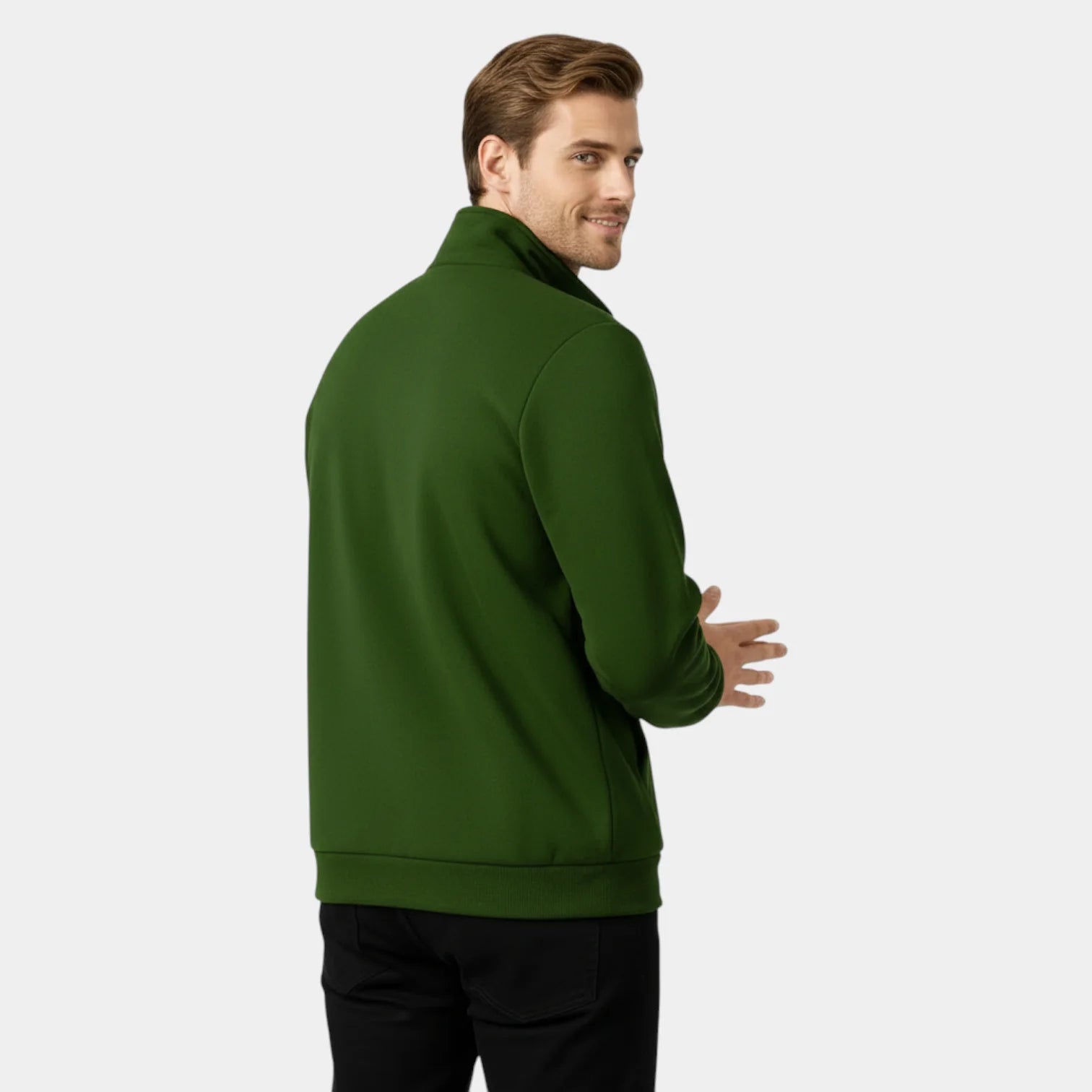 Men’s Casual Zip-Up Sweat Jacket – Stand Collar