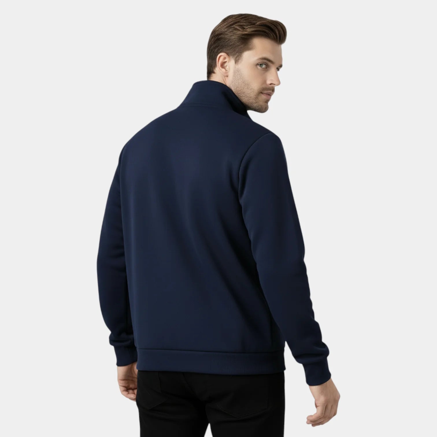 Men’s Casual Zip-Up Sweat Jacket – Stand Collar