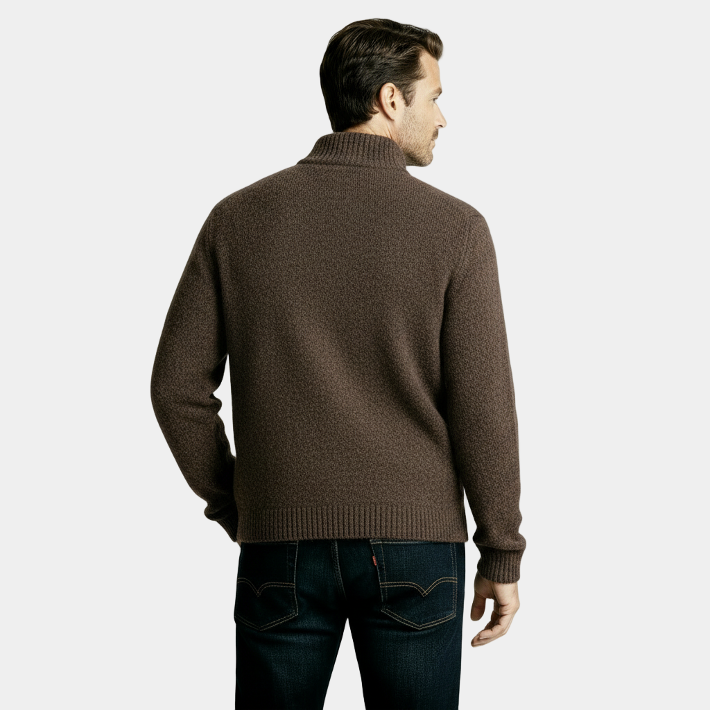 Men’s Classic Heathered Wool-Blend Cardigan