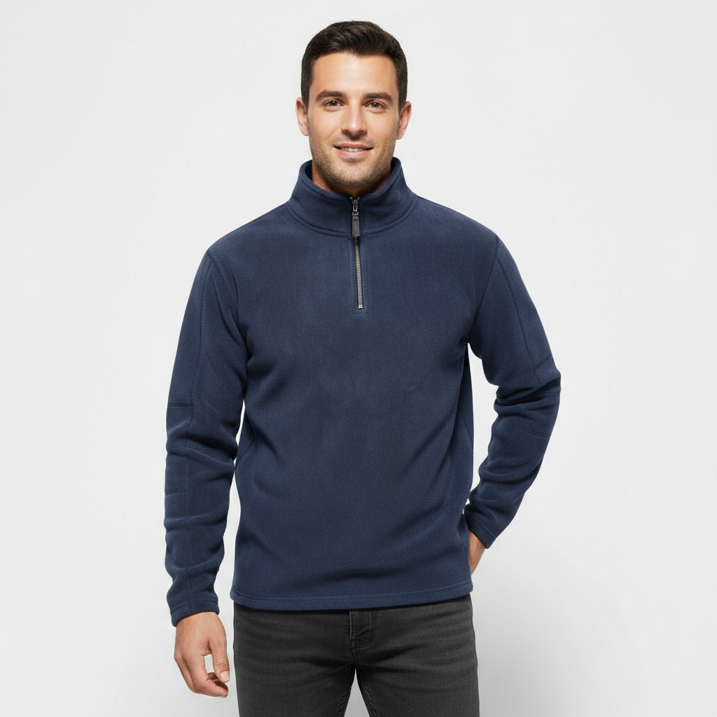 Men’s Fleece Half-Zip Sweater – Stand Collar Pullover