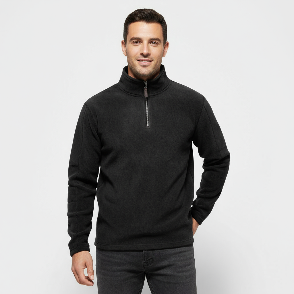 Men’s Fleece Half-Zip Sweater – Stand Collar Pullover