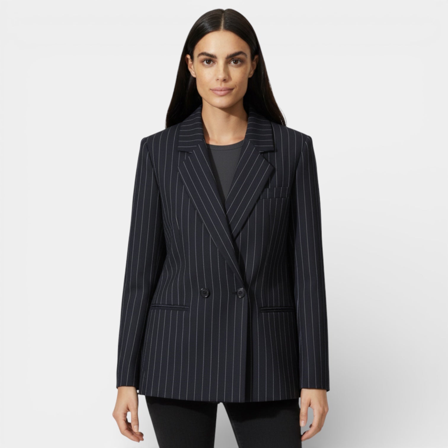 Women’s Pinstripe Tailored Blazer – Structured Fit