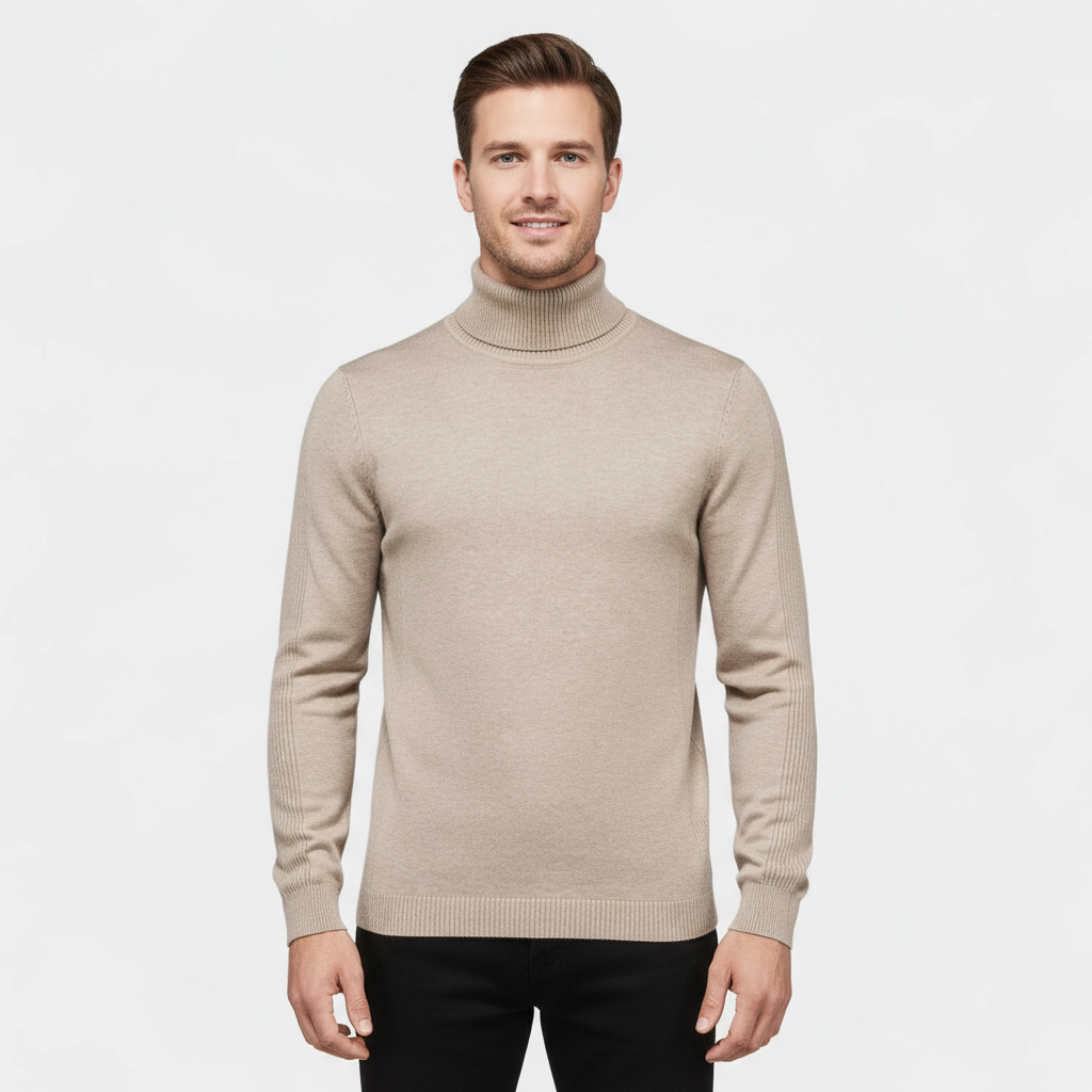 Ribbed Cotton-Blend Turtleneck