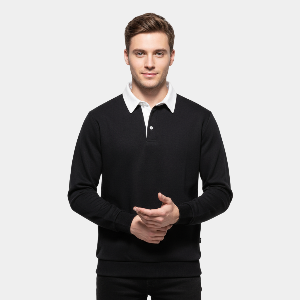 Men's Cotton Polo Neck Sweater
