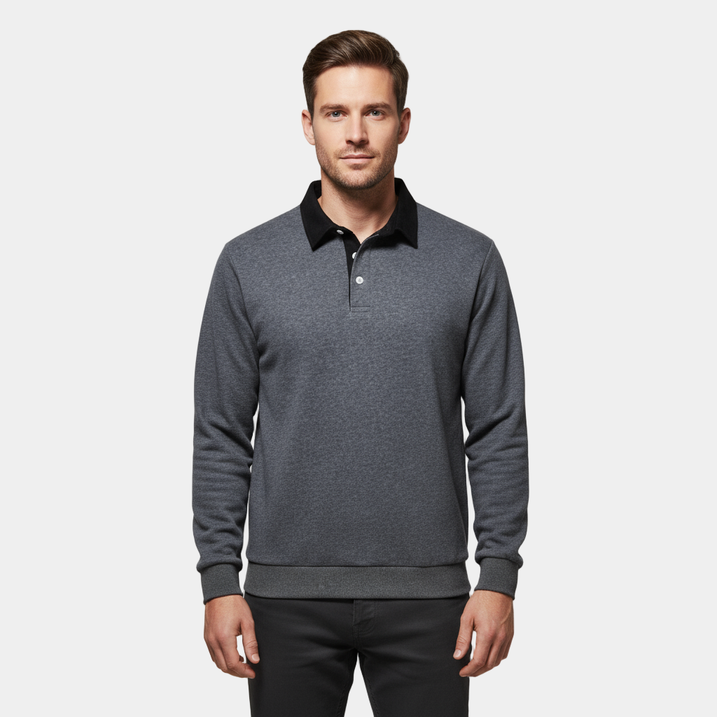 Men's Cotton Polo Neck Sweater