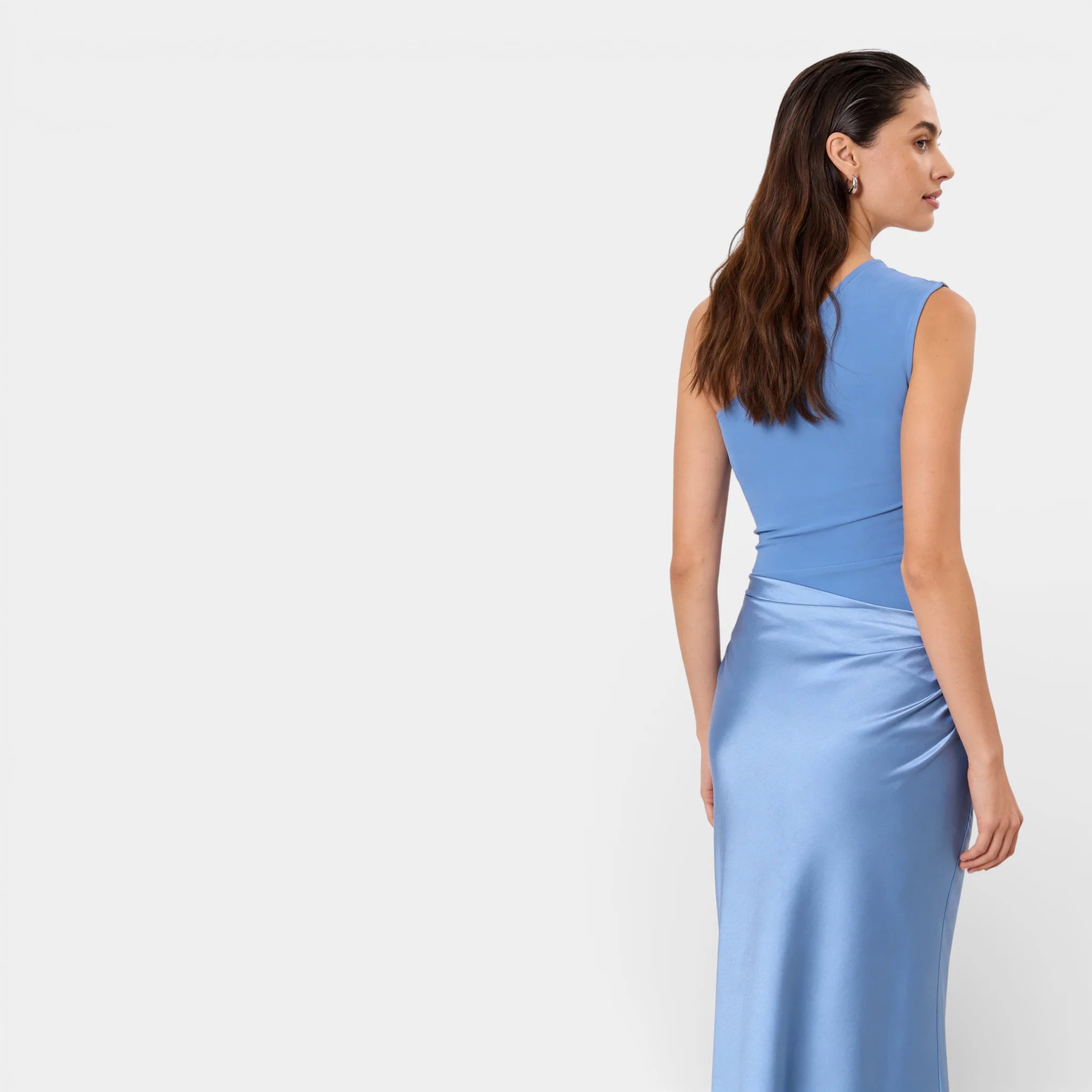 Women’s Satin One Shoulder Maxi Dress – Ruched Bodycon