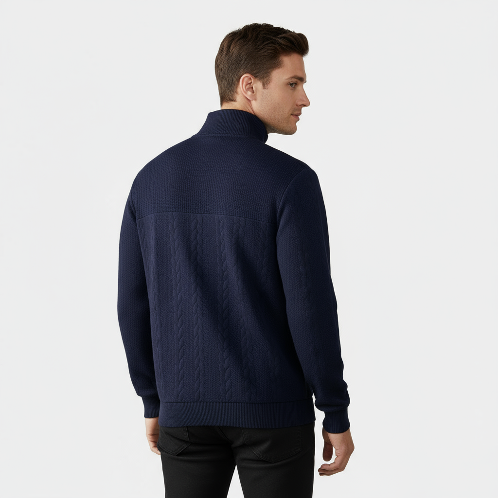 Men's Cable Knit Merino Quarter Zip Knit Sweater