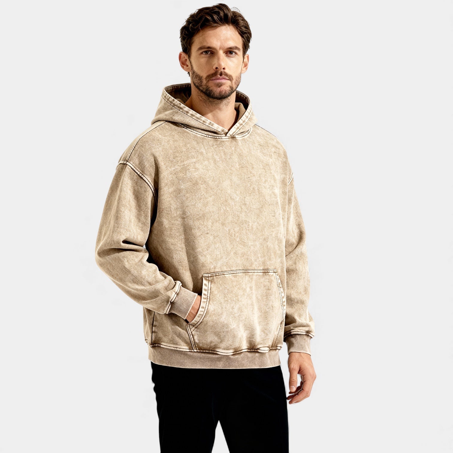 Men's Washed Hoodie – Vintage Finish, Relaxed Fit
