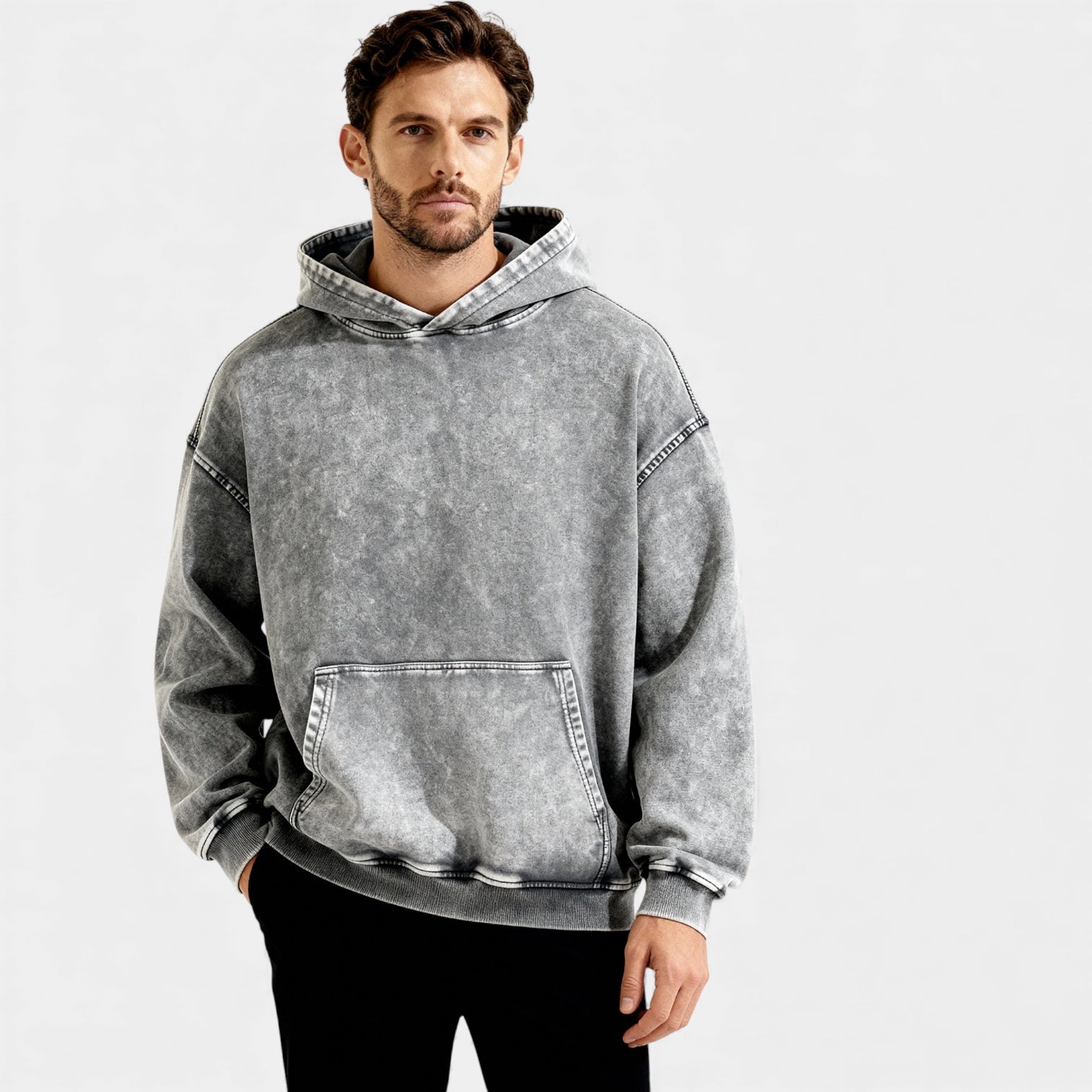 Men's Washed Hoodie – Vintage Finish, Relaxed Fit