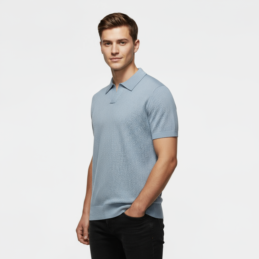 Men's Knitted Slim Piqué Polo Shirt
