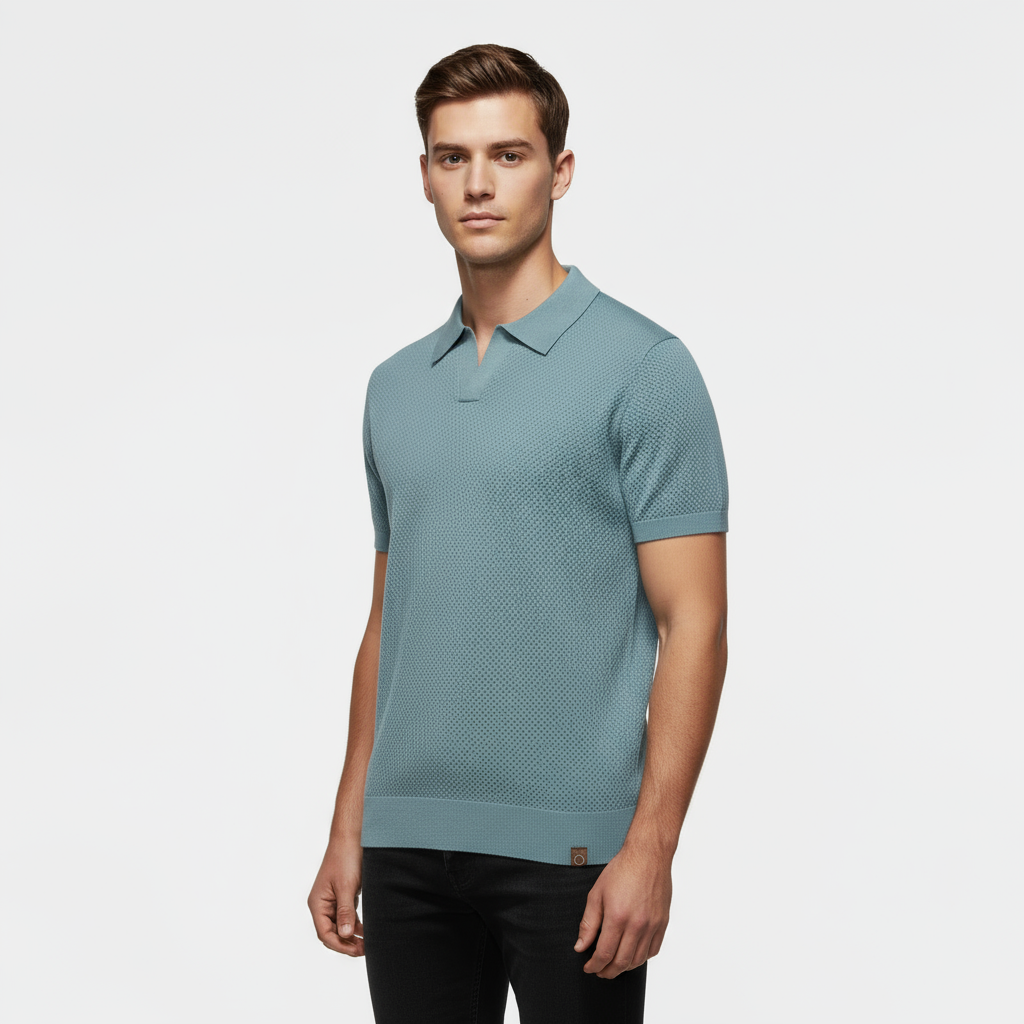 Men's Knitted Slim Piqué Polo Shirt