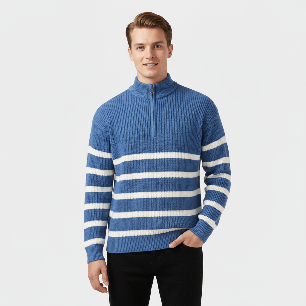 Striped Quarter Zip Sweater