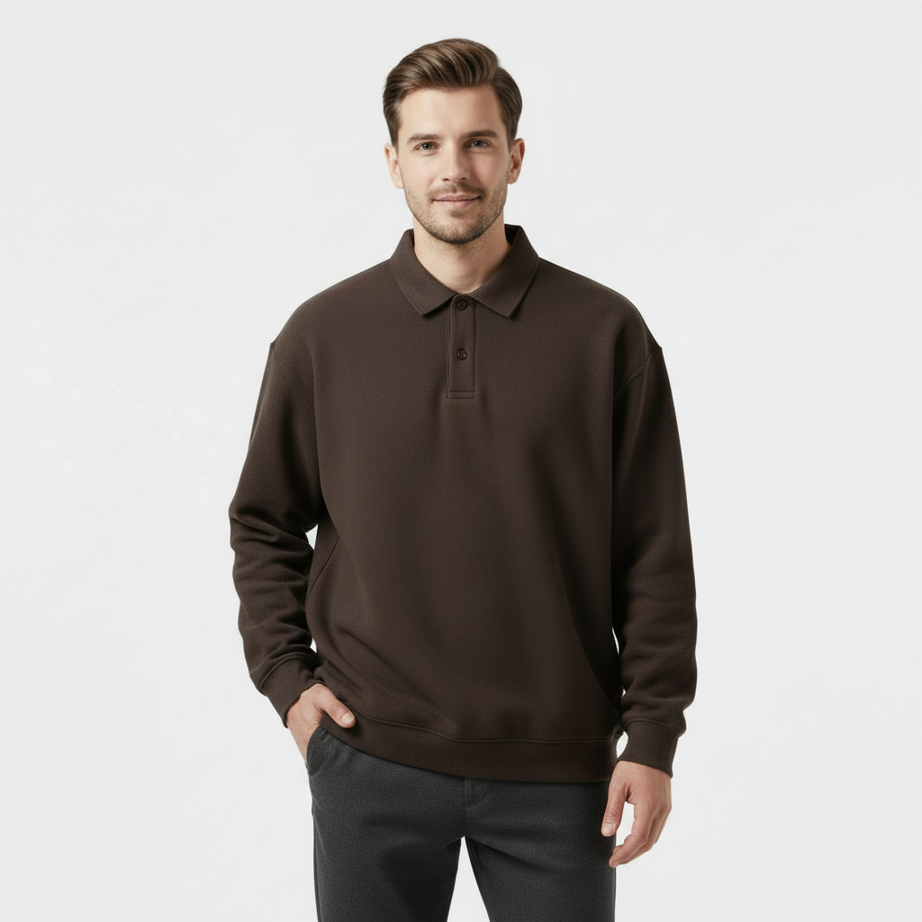 Men's Longsleeve Polo Sweatshirt