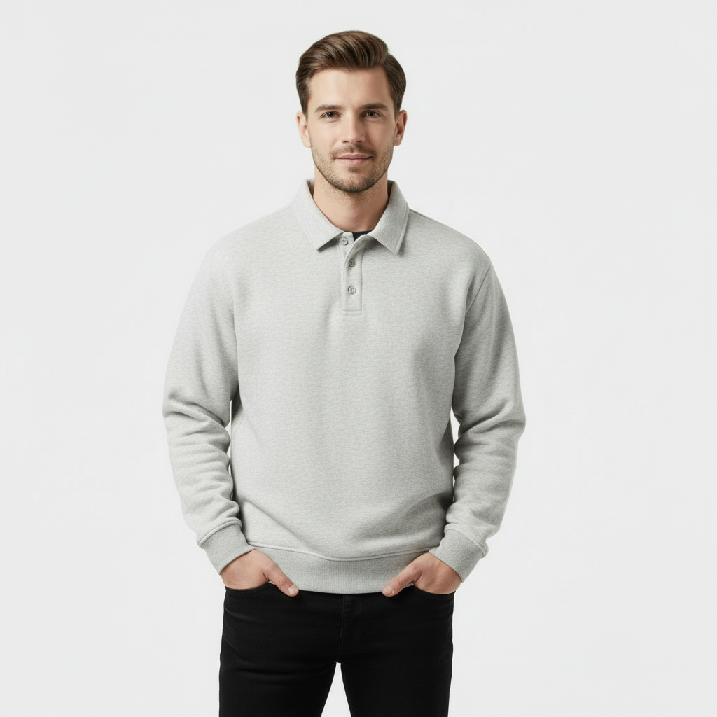 Men's Longsleeve Polo Sweatshirt
