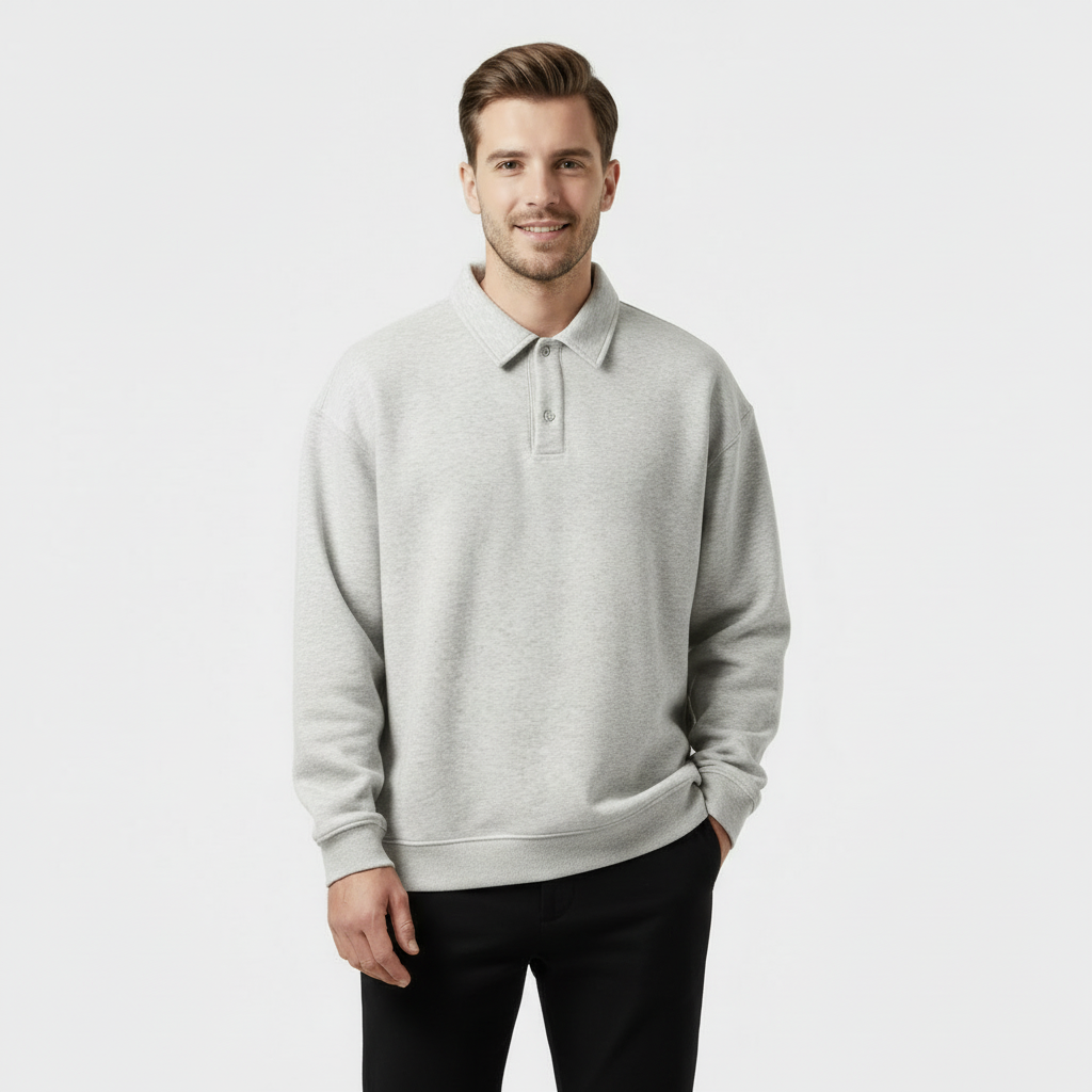 Men's Longsleeve Polo Sweatshirt