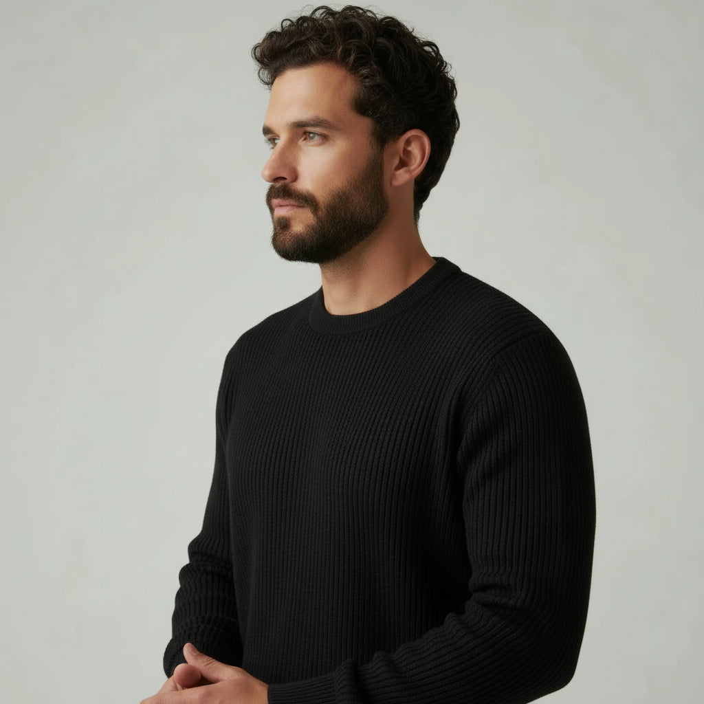 British Style Solid Sweater Black