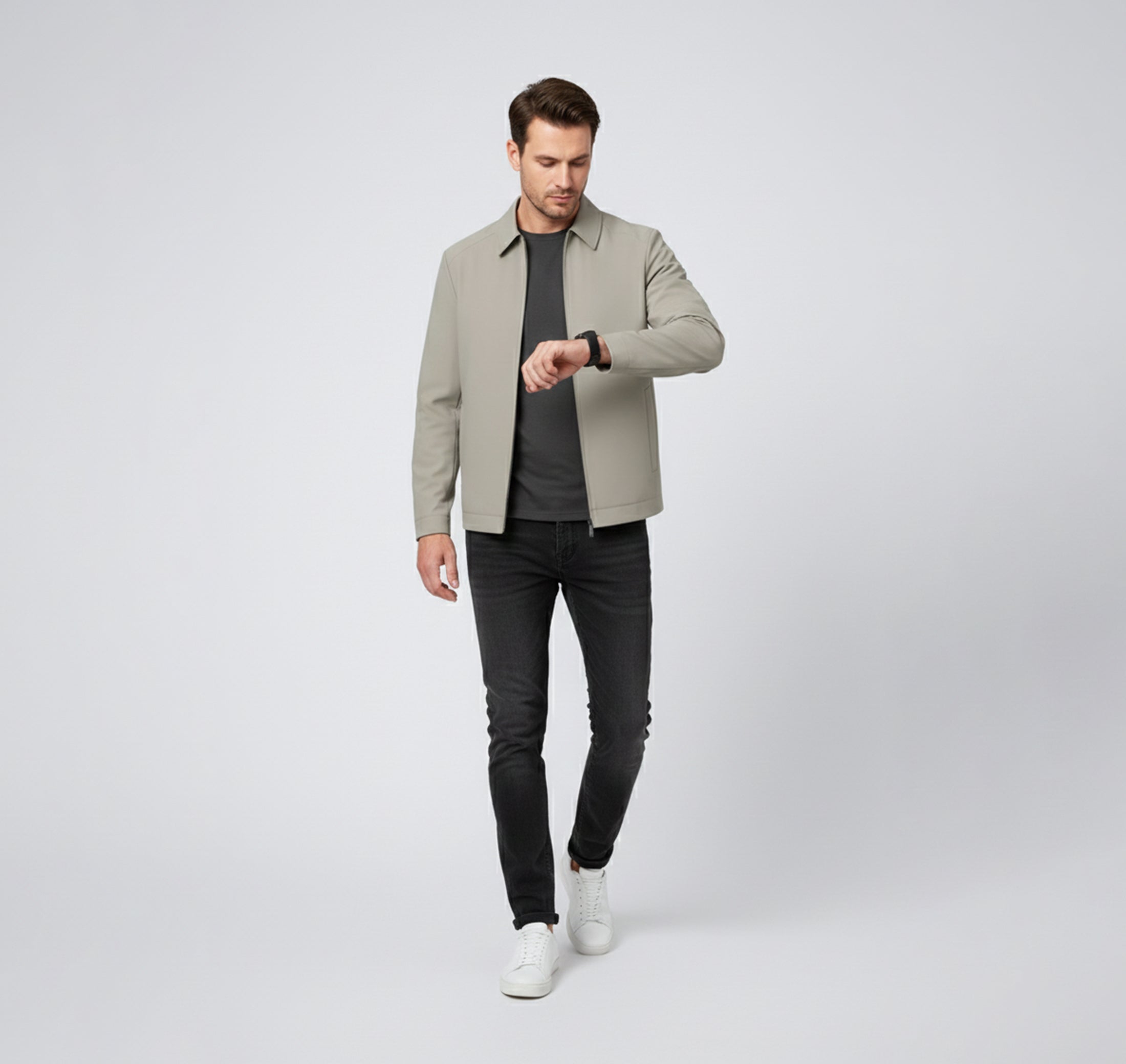 Men’s Casual Jacket – Modern Stand Collar