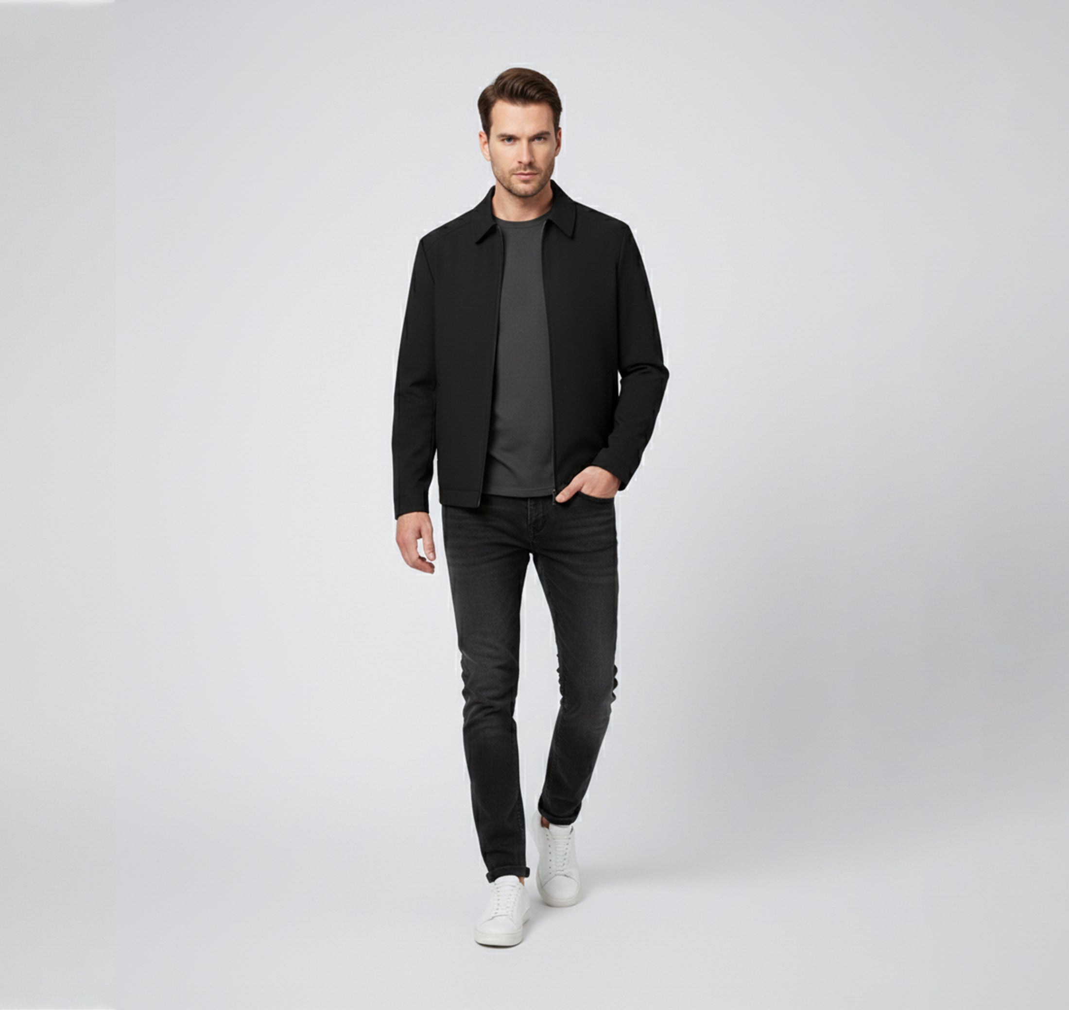 Men’s Casual Jacket – Modern Stand Collar