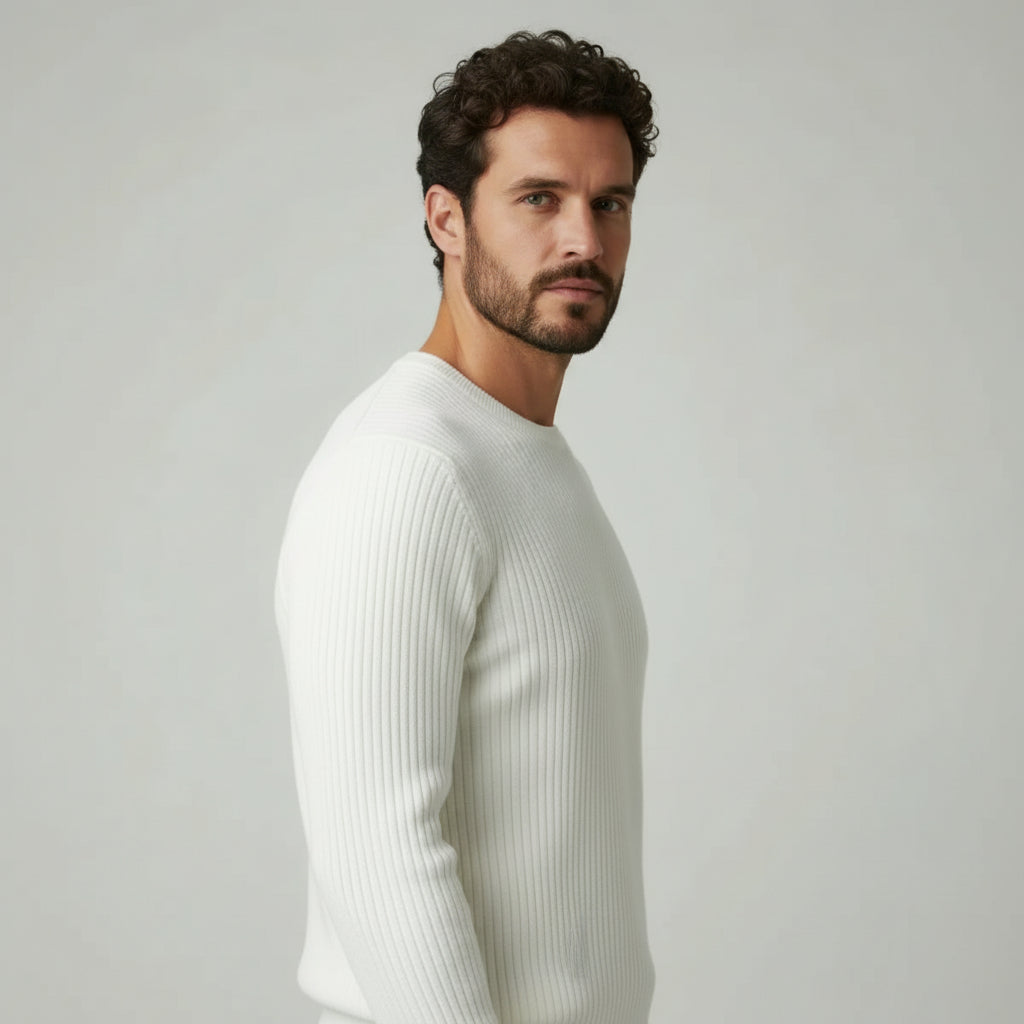 British Style Solid Sweater White