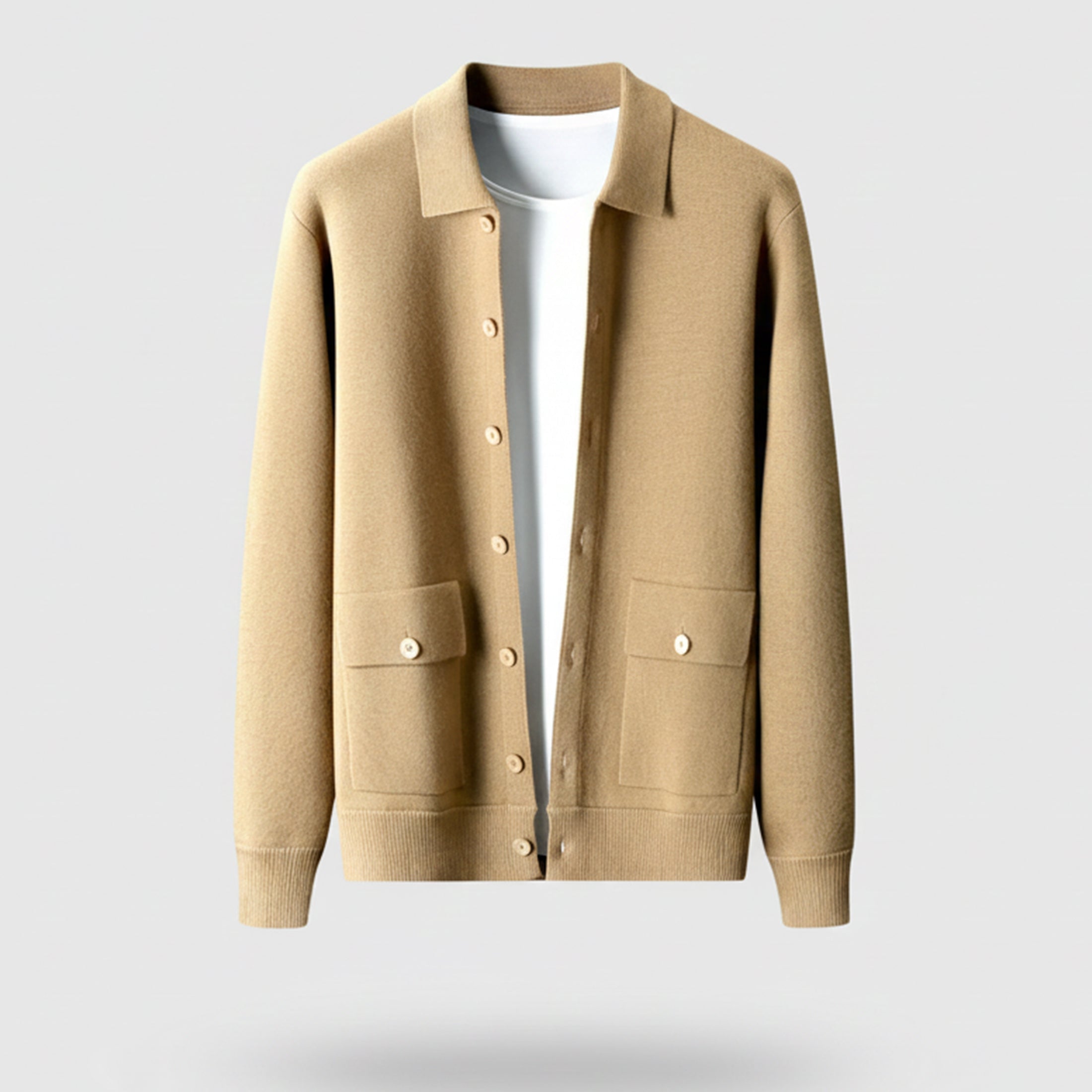 Men’s Wool Cardigan – Polo Collar Classic