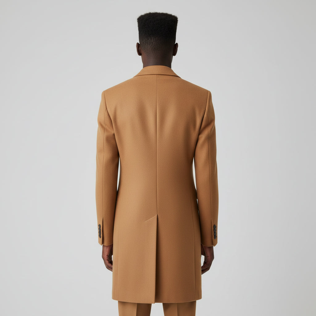 Classic Long Overcoat with Lapel for Men