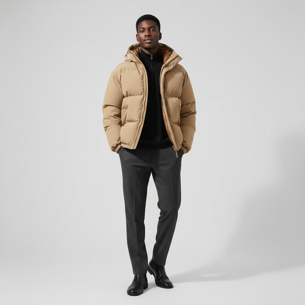 Men’s Down Puffer Winter Jacket – Waterproof Windproof