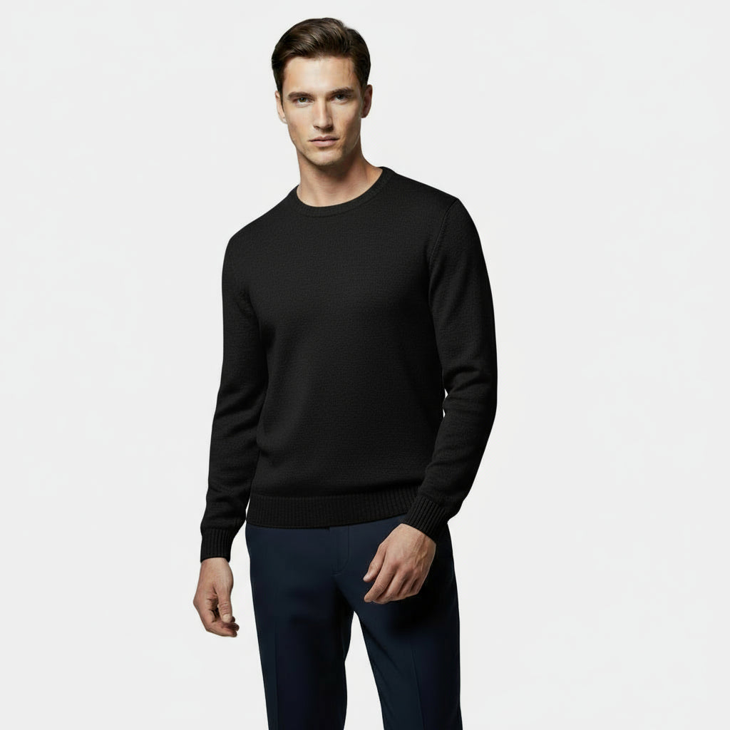 Men's Cotton Crew-Neck Sweater – Lightweight Fine-Knit Jumper